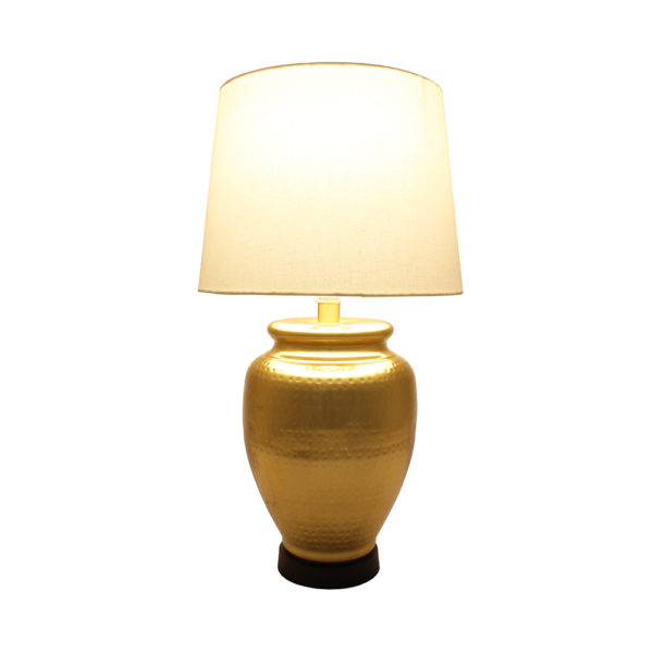 Aluminium Sheet Golden Matka Table Lamp | Tempting Home